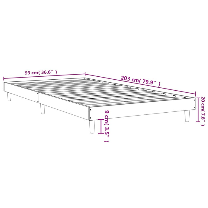 Bed Frame without Mattress Sonoma Oak 90x200 cm Engineered Wood