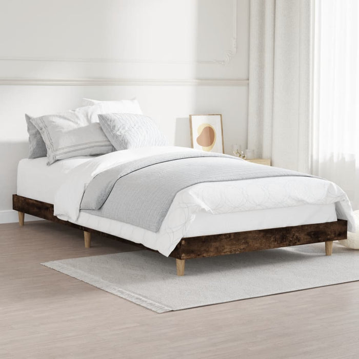 Bed Frame without Mattress Smoked Oak 90x200 cm Engineered Wood