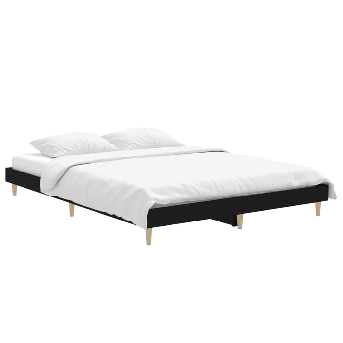 Bed Frame without Mattress Black 140x190 cm Engineered Wood