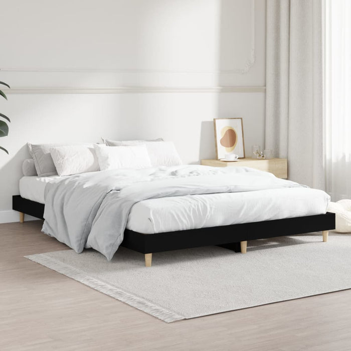 Bed Frame without Mattress Black 140x190 cm Engineered Wood