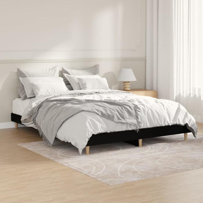 Bed Frame without Mattress Black 140x190 cm Engineered Wood