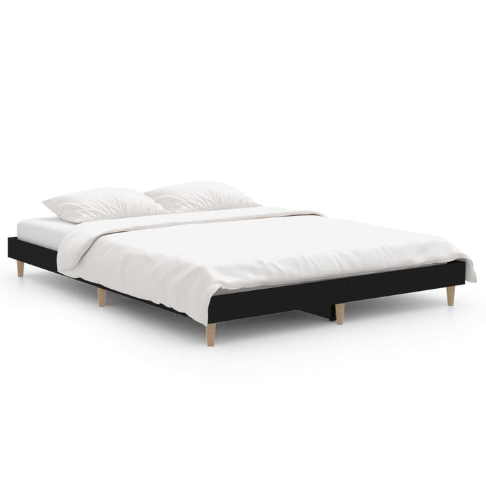 Bed Frame without Mattress Black 135x190 cm Double Engineered Wood