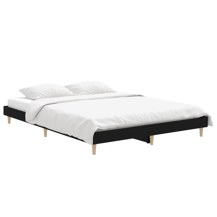 Bed Frame without Mattress Black 135x190 cm Double Engineered Wood