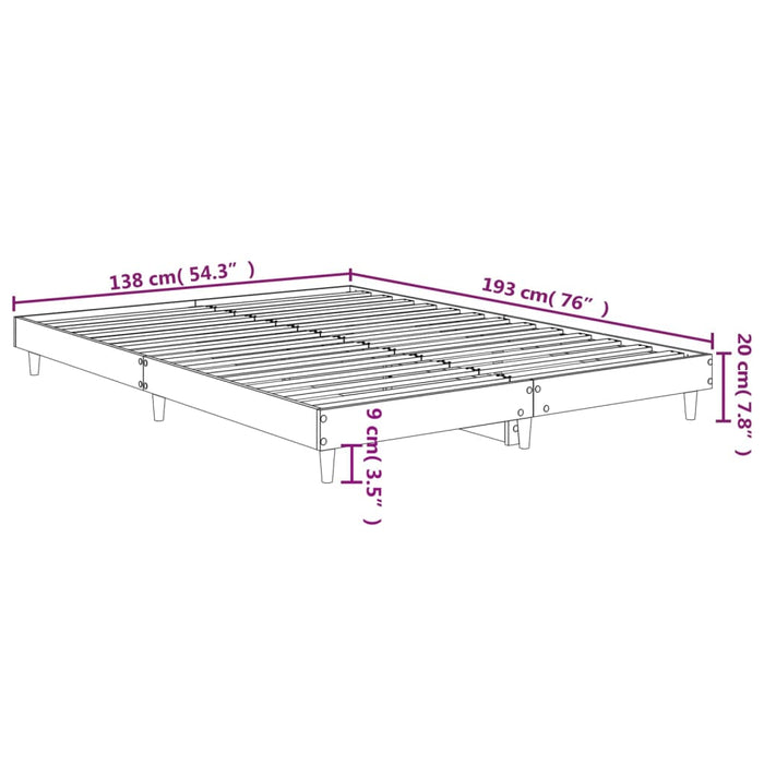 Bed Frame without Mattress Black 135x190 cm Double Engineered Wood