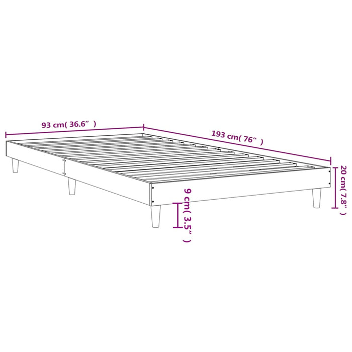 Bed Frame without Mattress Smoked Oak 90x190 cm Single Engineered Wood