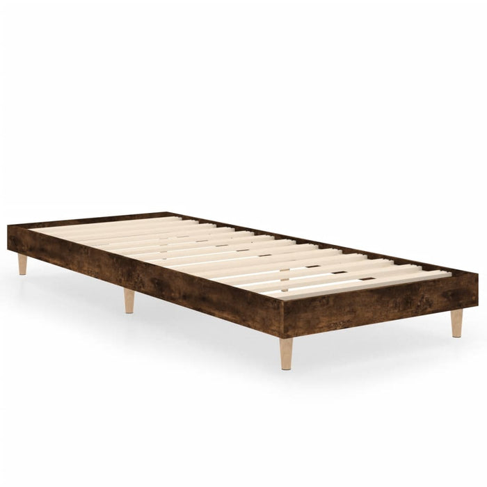 Bed Frame without Mattress Smoked Oak 75x190 cm Small Single Engineered Wood