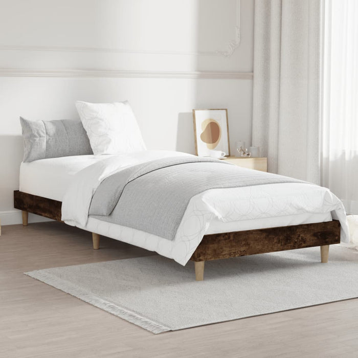 Bed Frame without Mattress Smoked Oak 75x190 cm Small Single Engineered Wood