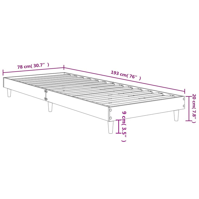 Bed Frame without Mattress Smoked Oak 75x190 cm Small Single Engineered Wood