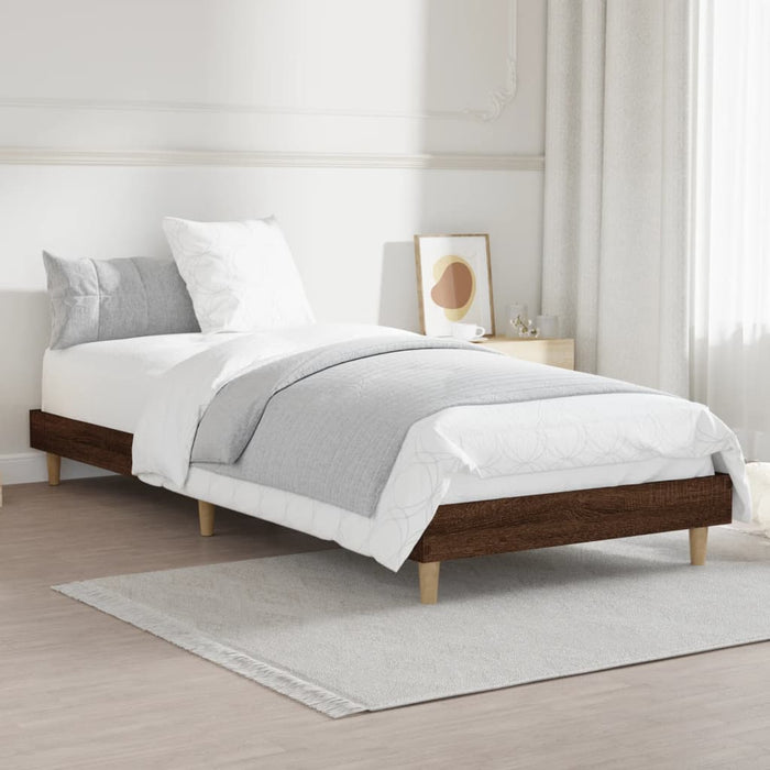 Bed Frame without Mattress Brown Oak 75x190 cm Small Single Engineered Wood