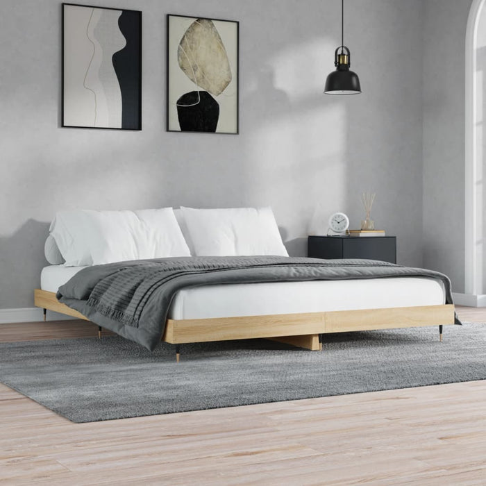 Bed Frame without Mattress Sonoma Oak 200x200 cm Engineered Wood