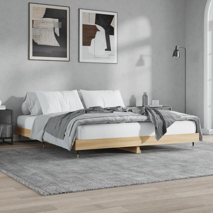 Bed Frame without Mattress Sonoma Oak 200x200 cm Engineered Wood