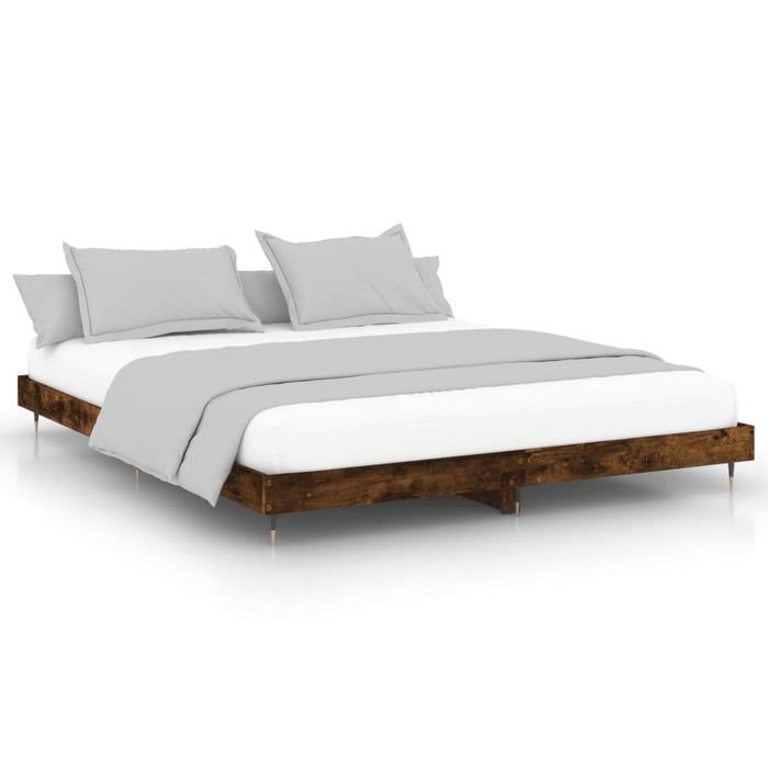 Bed Frame without Mattress Smoked Oak 200x200 cm Engineered Wood