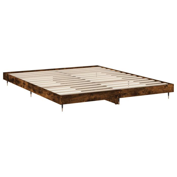 Bed Frame without Mattress Smoked Oak 200x200 cm Engineered Wood