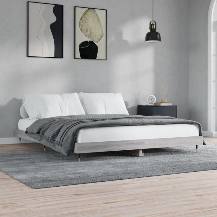 Bed Frame without Mattress Grey Sonoma 160x200 cm Engineered Wood