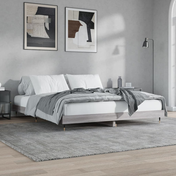 Bed Frame without Mattress Grey Sonoma 160x200 cm Engineered Wood