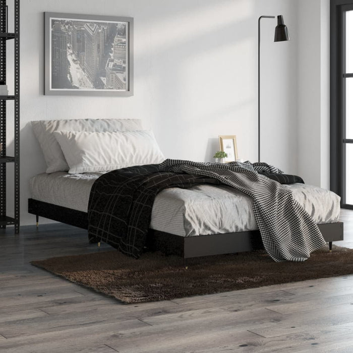 Bed Frame without Mattress Black 100x200 cm Engineered Wood