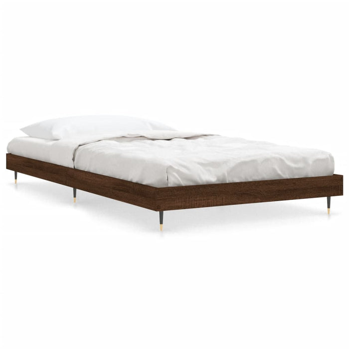 Bed Frame without Mattress Brown Oak 100x200 cm Engineered Wood