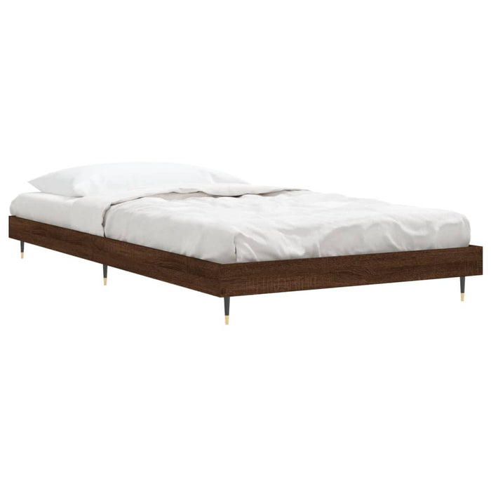 Bed Frame without Mattress Brown Oak 100x200 cm Engineered Wood