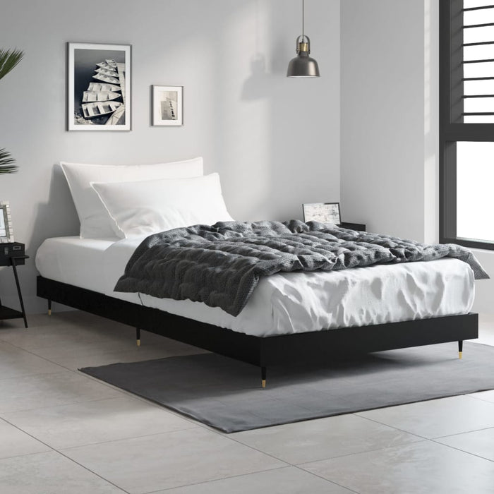 Bed Frame without Mattress Black 90x200 cm Engineered Wood