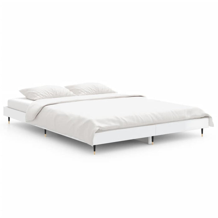 Bed Frame without Mattress High Gloss White 140x190 cm