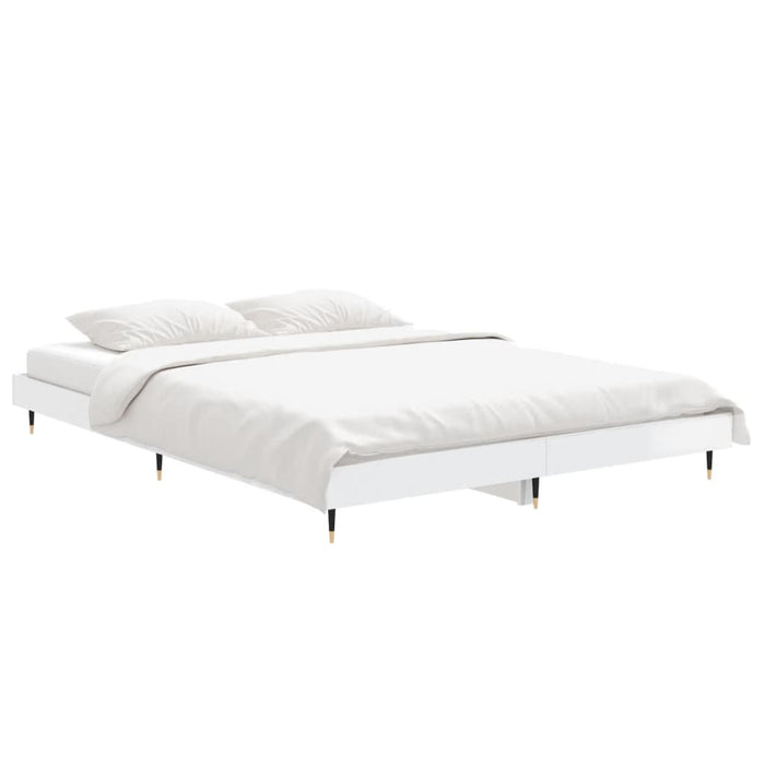 Bed Frame without Mattress High Gloss White 140x190 cm