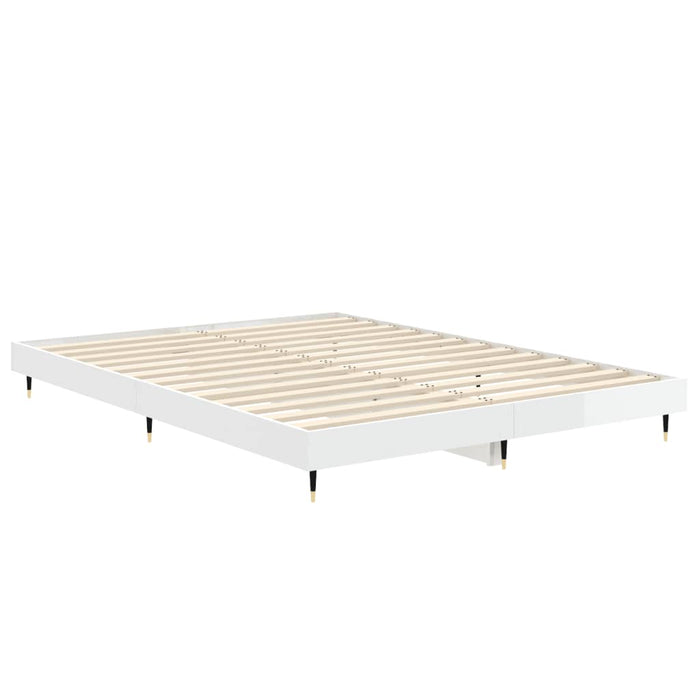 Bed Frame without Mattress High Gloss White 140x190 cm