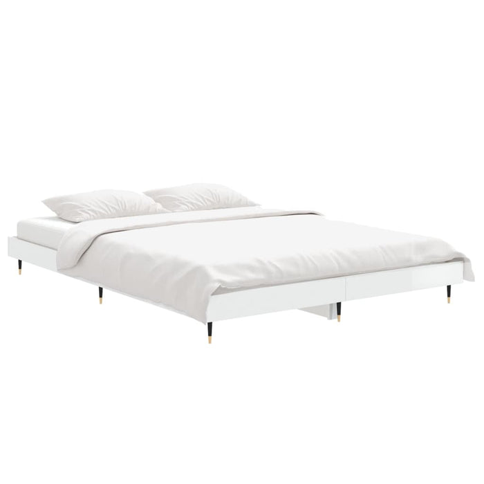 Bed Frame without Mattress High Gloss White 135x190 cm Double