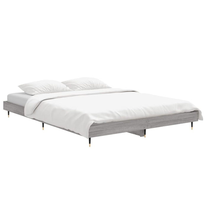 Bed Frame without Mattress Grey Sonoma 135x190 cm Double Engineered Wood