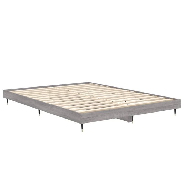 Bed Frame without Mattress Grey Sonoma 135x190 cm Double Engineered Wood