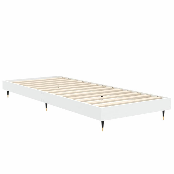 Bed Frame without Mattress White 75x190 cm Small Single Engineered Wood