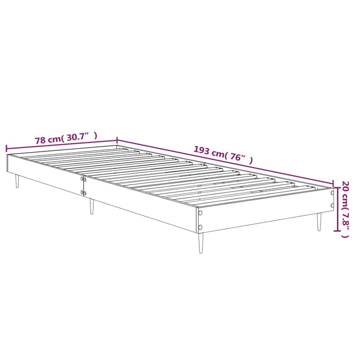 Bed Frame without Mattress White 75x190 cm Small Single Engineered Wood