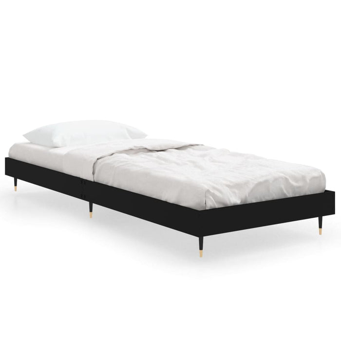 Bed Frame without Mattress Black 75x190 cm Small Single Engineered Wood