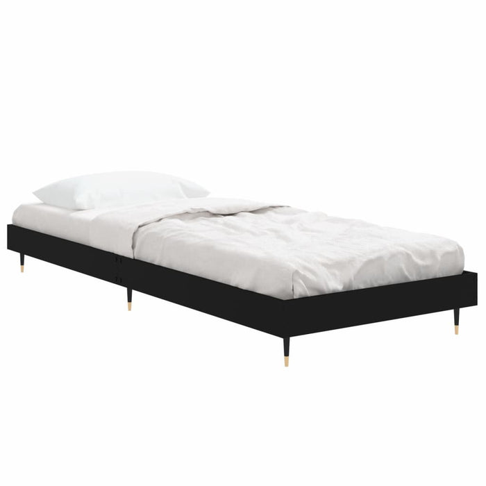 Bed Frame without Mattress Black 75x190 cm Small Single Engineered Wood