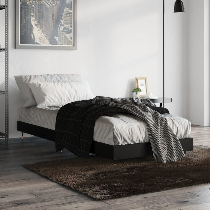 Bed Frame without Mattress Black 75x190 cm Small Single Engineered Wood