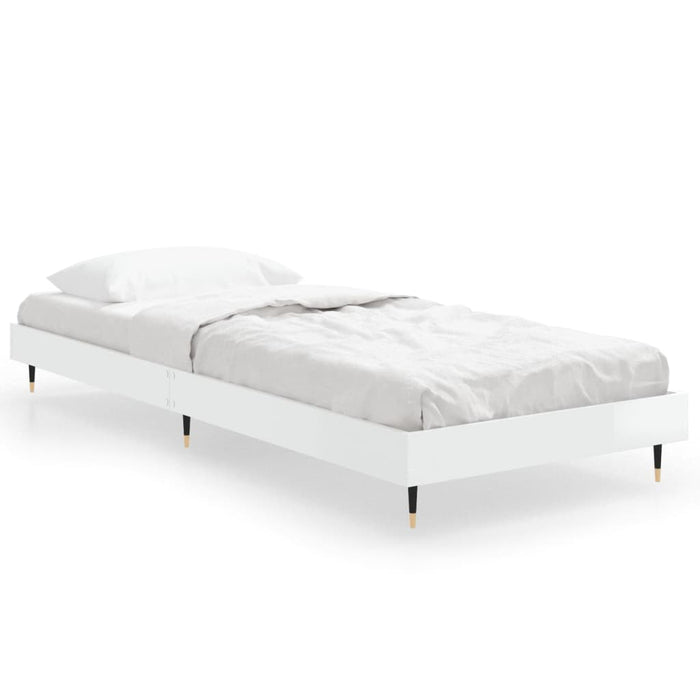 Bed Frame without Mattress High Gloss White 75x190 cm Small Single