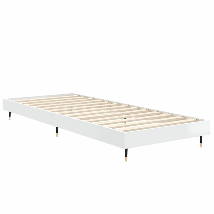 Bed Frame without Mattress High Gloss White 75x190 cm Small Single