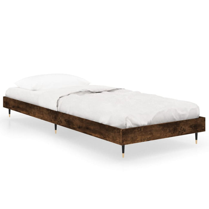 Bed Frame without Mattress Smoked Oak 75x190 cm Small Single Engineered Wood