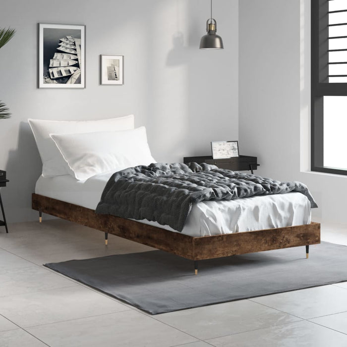 Bed Frame without Mattress Smoked Oak 75x190 cm Small Single Engineered Wood