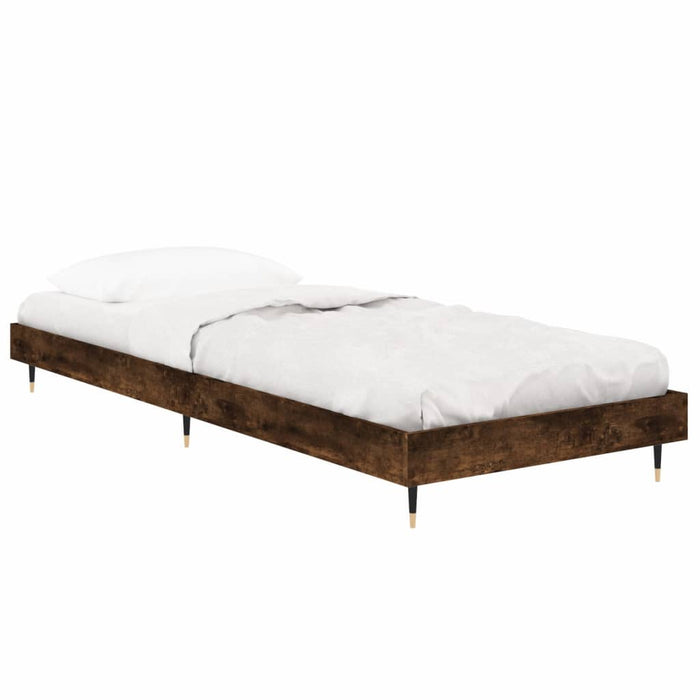 Bed Frame without Mattress Smoked Oak 75x190 cm Small Single Engineered Wood