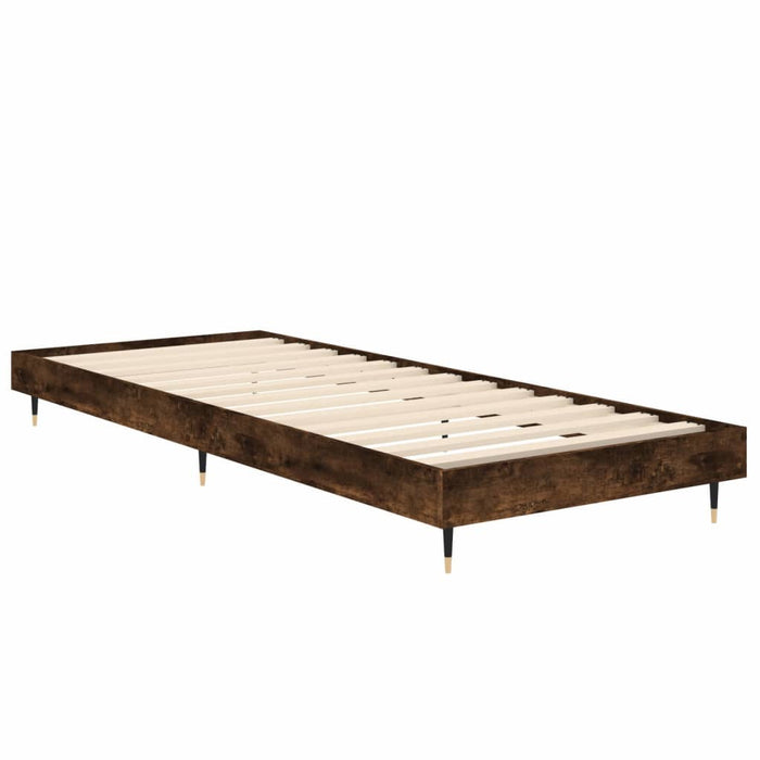 Bed Frame without Mattress Smoked Oak 75x190 cm Small Single Engineered Wood