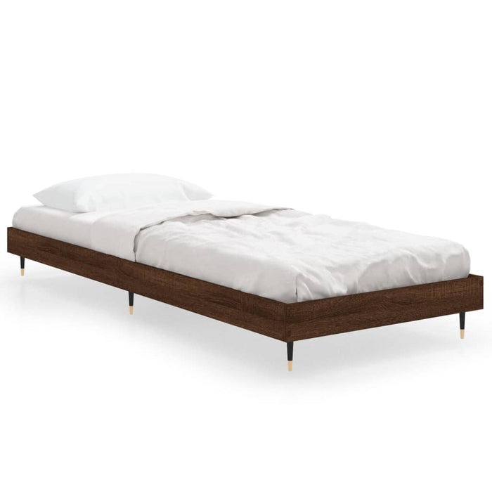 Bed Frame without Mattress Brown Oak 75x190 cm Small Single Engineered Wood