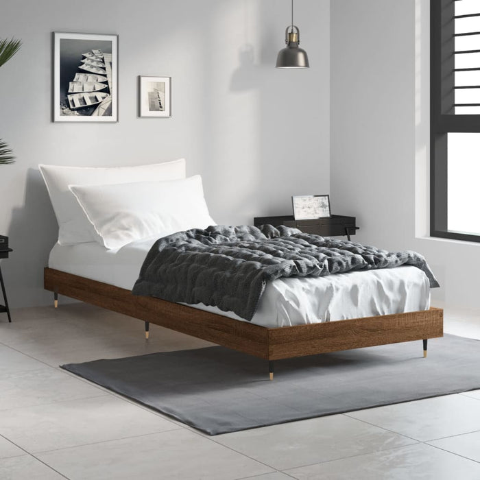 Bed Frame without Mattress Brown Oak 75x190 cm Small Single Engineered Wood