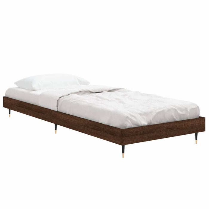 Bed Frame without Mattress Brown Oak 75x190 cm Small Single Engineered Wood