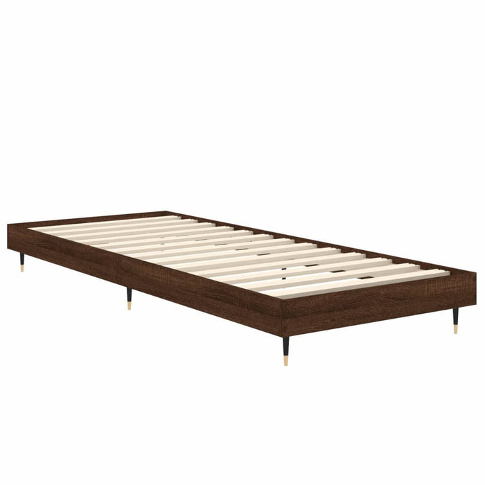 Bed Frame without Mattress Brown Oak 75x190 cm Small Single Engineered Wood