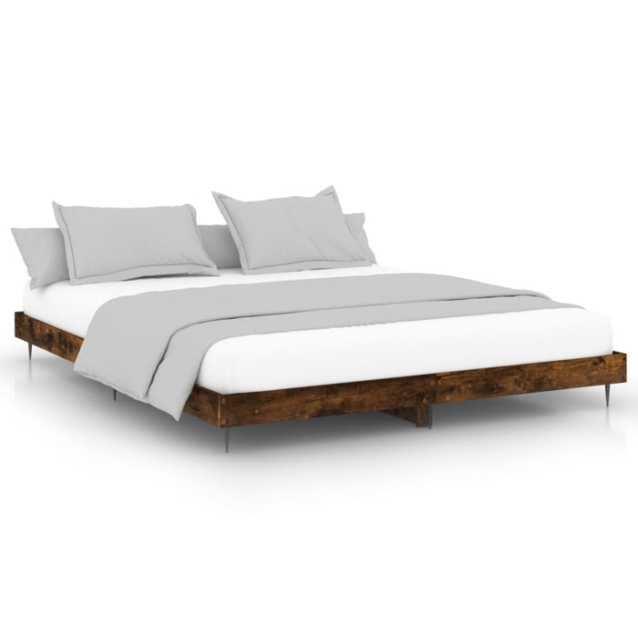 Bed Frame without Mattress Smoked Oak 200x200 cm Engineered Wood