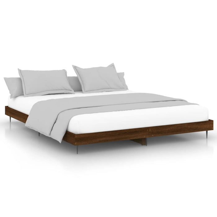 Bed Frame without Mattress Brown Oak 200x200 cm Engineered Wood