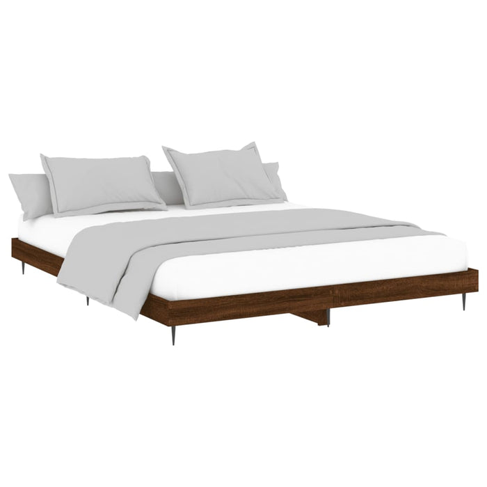 Bed Frame without Mattress Brown Oak 200x200 cm Engineered Wood