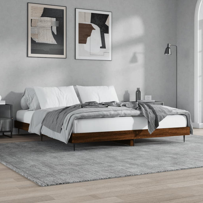 Bed Frame without Mattress Brown Oak 200x200 cm Engineered Wood