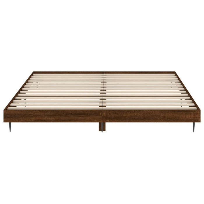 Bed Frame without Mattress Brown Oak 200x200 cm Engineered Wood