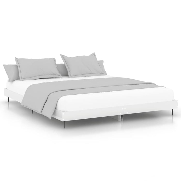 Bed Frame without Mattress High Gloss White 180x200 cm Super King